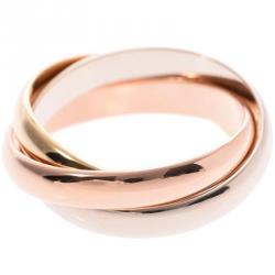 Pre Owned Cartier Les Must De Cartier Trinity 18K Three Tone Gold Band Ring Size 53