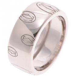 Pre Owned Cartier 18K White Gold Happy Birthday Band Ring Size 51