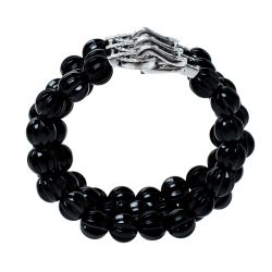 مملوكة مسبقًا سوار كارتييه أغرافا عقيق أسود ألماس ذهب أبيض عيار 18 3 صفوف