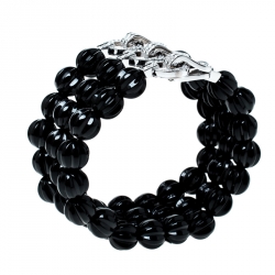 مملوكة مسبقًا سوار كارتييه أغرافا عقيق أسود ألماس ذهب أبيض عيار 18 3 صفوف