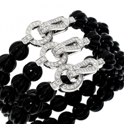 مملوكة مسبقًا سوار كارتييه أغرافا عقيق أسود ألماس ذهب أبيض عيار 18 3 صفوف