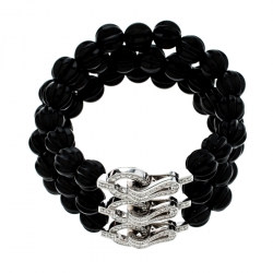 مملوكة مسبقًا سوار كارتييه أغرافا عقيق أسود ألماس ذهب أبيض عيار 18 3 صفوف