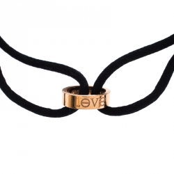 Pre Owned Cartier Love 18k Rose Gold Black Cord Adjustable Bracelet 