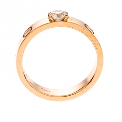 Pre Owned Cartier Love 0.25ct Diamond Solitaire 18K Rose Gold Band Ring Size 51