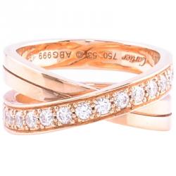 Pre Owned Cartier Etincelle De Cartier 18K Rose Gold & Diamonds Ring Size 53