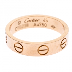 Pre Owned Cartier Love 18K Rose Gold XS Band Ring Size 45
