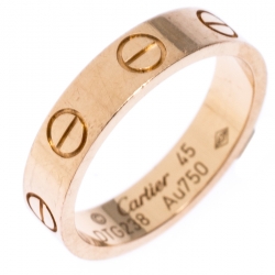 Pre Owned Cartier Love 18K Rose Gold XS Band Ring Size 45