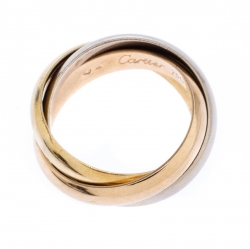 Pre Owned Cartier Trinity De Cartier Three Tone 18k Gold Band Ring Size 53