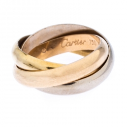 Pre Owned Cartier Trinity De Cartier Three Tone 18k Gold Band Ring Size 53
