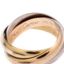 Pre Owned Cartier Trinity De Cartier Three Tone 18k Gold Band Ring Size 53