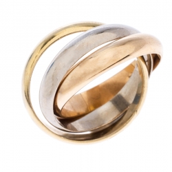 Pre Owned Cartier Trinity De Cartier Three Tone 18k Gold Band Ring Size 53