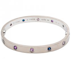 مملوكة مسبقًا Cartier Love Multicolored Gemstones 18K White Gold Size 16