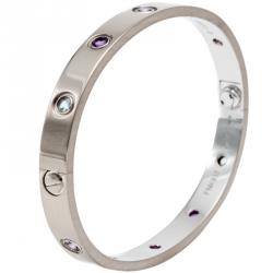 مملوكة مسبقًا Cartier Love Multicolored Gemstones 18K White Gold Size 16