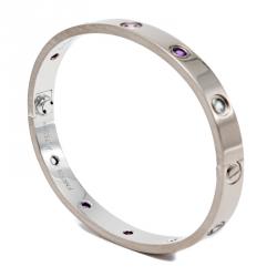 مملوكة مسبقًا Cartier Love Multicolored Gemstones 18K White Gold Size 16