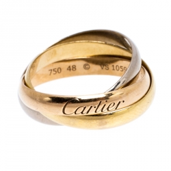 مملوكة مسبقًا Cartier Trinity De Cartier Three Tone 18K Gold Band Ring Size 48