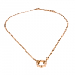Cartier Love Diamond 18K Rose Gold Double Chain Necklace