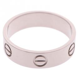 Pre Owned Cartier Love 18K White Gold Band Ring Size 57
