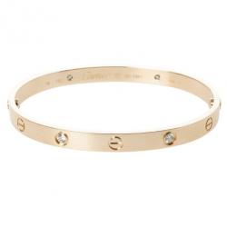 Pre Owned Cartier 4 Diamonds Rose Gold Love Bracelet 19 CM