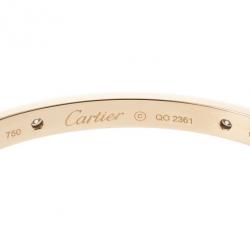 Pre Owned Cartier 4 Diamonds Rose Gold Love Bracelet 19 CM