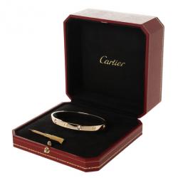 Pre Owned Cartier 4 Diamonds Rose Gold Love Bracelet 19 CM