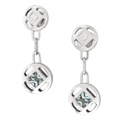 Pre Owned Cartier Pasha Diamond Blue Gemstone 18K White Gold Drop Earrings