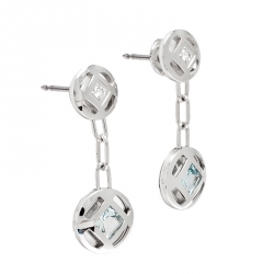 Pre Owned Cartier Pasha Diamond Blue Gemstone 18K White Gold Drop Earrings