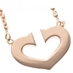 Pre Owned Cartier C Heart 18K Yellow Gold Pendant Necklace