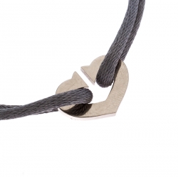 Pre Owned Cartier C De Cartier White Gold Heart On Grey Adjustable Cord Bracelet