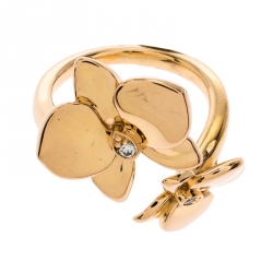 Pre Owned خاتم كارتييه Caresse d'Orchidées par Cartier Diamond ذهب وردي عيار 18 مقاس EU 52