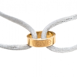 Pre Owned Cartier Love 18K Rose Gold Grey Cord Adjustable Bracelet