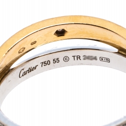 مملوكة مسبقًا Cartier Love Diamond Two Tone 18K Gold Double Band Ring Size 55