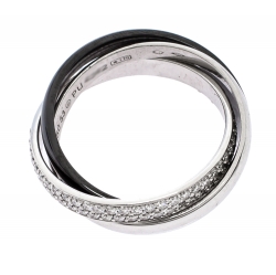 Pre Owned Cartier Trinity Diamond 18K White Gold Platinum Ceramic Rolling Ring Size 53