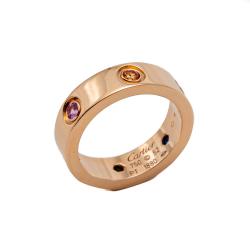 Pre Owned خاتم كارتييه لوف حجر ملون متعدد الألوان و ذهب وردي مقاس 52