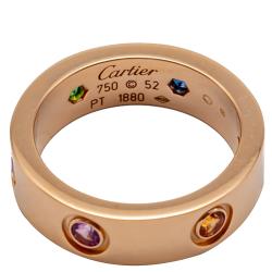 Pre Owned خاتم كارتييه لوف حجر ملون متعدد الألوان و ذهب وردي مقاس 52