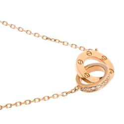 Pre Owned Cartier Love Diamond 18K Rose Gold Necklace