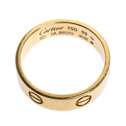 Cartier Love 18K Yellow Gold Band Ring Size 59