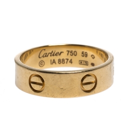 Cartier Love 18K Yellow Gold Band Ring Size 59