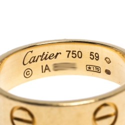 Cartier Love 18K Yellow Gold Band Ring Size 59