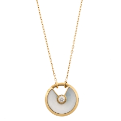 Cartier Amulette De Cartier Mother of Pearl Diamond 18K Yellow Gold Necklace