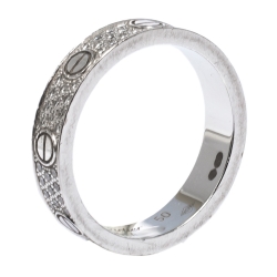 Cartier Love Diamond Paved 18k White Gold Wedding Band Ring Size 50