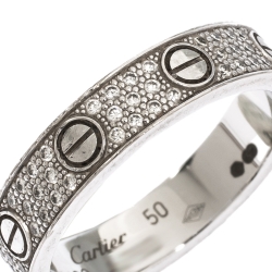 Pre Owned خاتم زفاف كارتيي�ه لوف حلقة ألماس مصفوف و ذهب أبيض عيار 18 مقاس 50