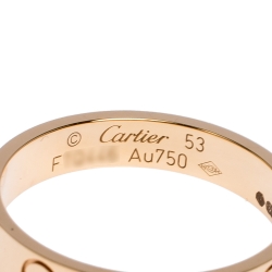 Pre Owned Cartier Love 18K Rose Gold Narrow Wedding Band Ring Size 53