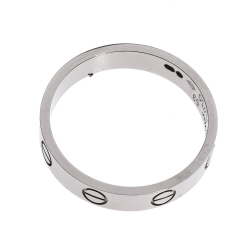 Pre Owned Cartier Love 18K White Gold Narrow Wedding Band Ring Size 53