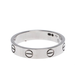 Pre Owned Cartier Love 18K White Gold Narrow Wedding Band Ring Size 53