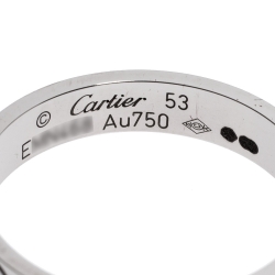 Pre Owned Cartier Love 18K White Gold Narrow Wedding Band Ring Size 53
