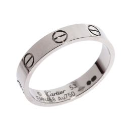 Pre Owned Cartier Love 18K White Gold Narrow Wedding Band Ring Size 53