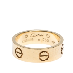 Cartier Love 18K Yellow Gold Band Ring Size 52