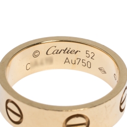 Cartier Love 18K Yellow Gold Band Ring Size 52