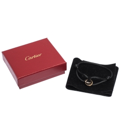 Pre Owned Cartier Trinity De Cartier Three Tone 18k Gold Black Adjustable Cord Bracelet