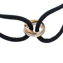 Pre Owned Cartier Trinity De Cartier Three Tone 18k Gold Black Adjustable Cord Bracelet